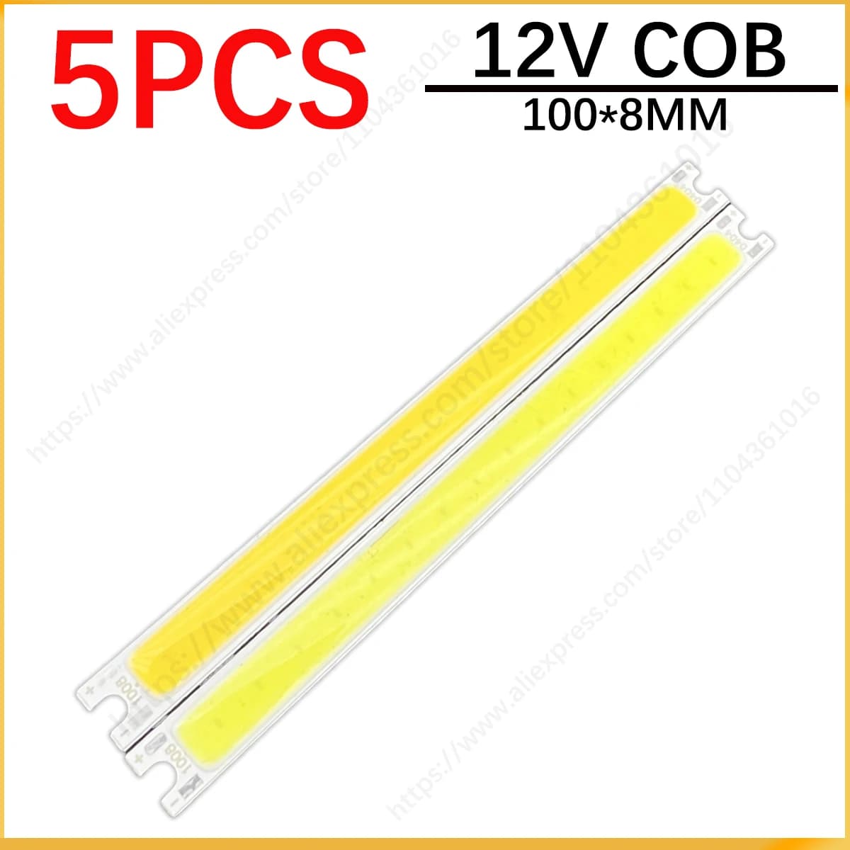 5 Pezzi Chip LED COB 100x8mm 12V 5W Bianco Caldo/Freddo con Connettore USB e Scatola Batteria AA Dimmerabile Striscia LED 100mm