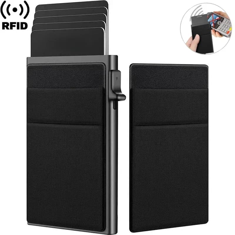 Porta carte di credito Rfid da uomo sottile sottile mini portafogli minimalisti porta carte di credito in metallo di lusso per uomo Carteras