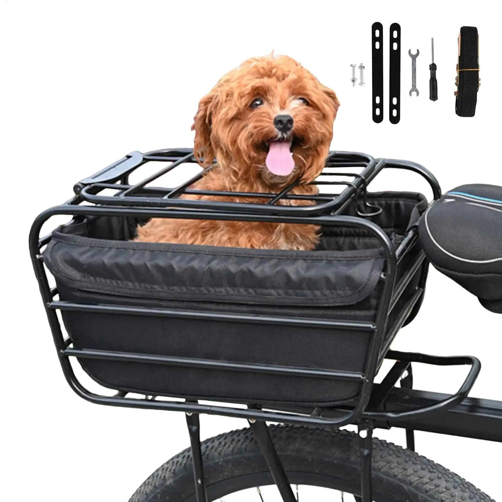 Bike Rear Basket Heavy Duty bicycle Rear Organizer Pet Carrier Cargo case Carbon Steel Heavy Duty Enclosed Bike Basket