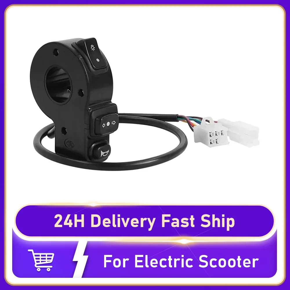 Electric Scooter On/Off 3-in-1 Headlight Turn Signal Horn Switch ATV 4WD Motorcycle 22mm Handlebar Universal Part Switch