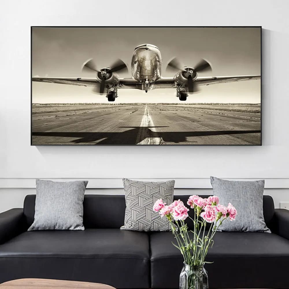 Vintage Aircraft Propeller Poster Wall Art Modern Aviation Combat Aircraft Painting Airplane Painting for Living Room Home Decor