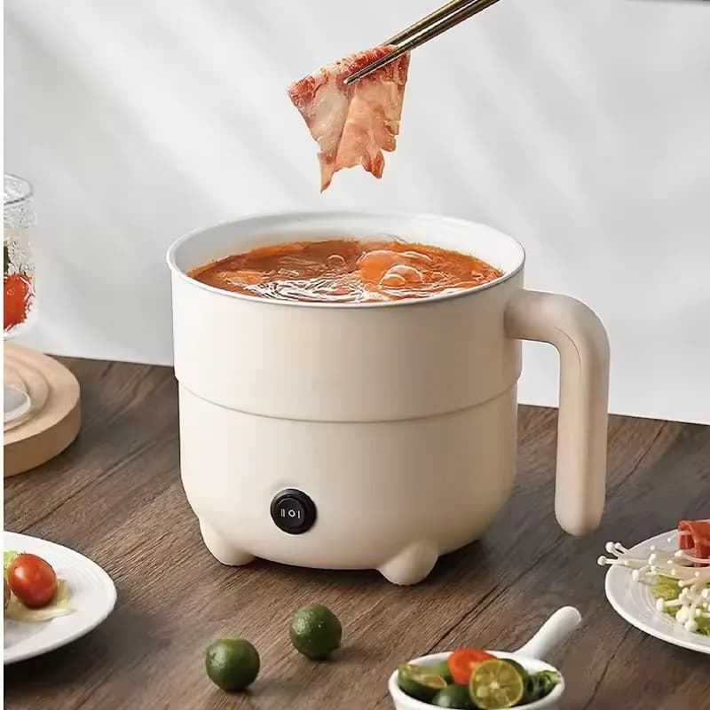 Pentola elettrica multifunzionale 2 marce fornello di riso antiaderente 2L pentola calda cibo zuppa di riso noodle uova friggere riscaldatore padella 220V