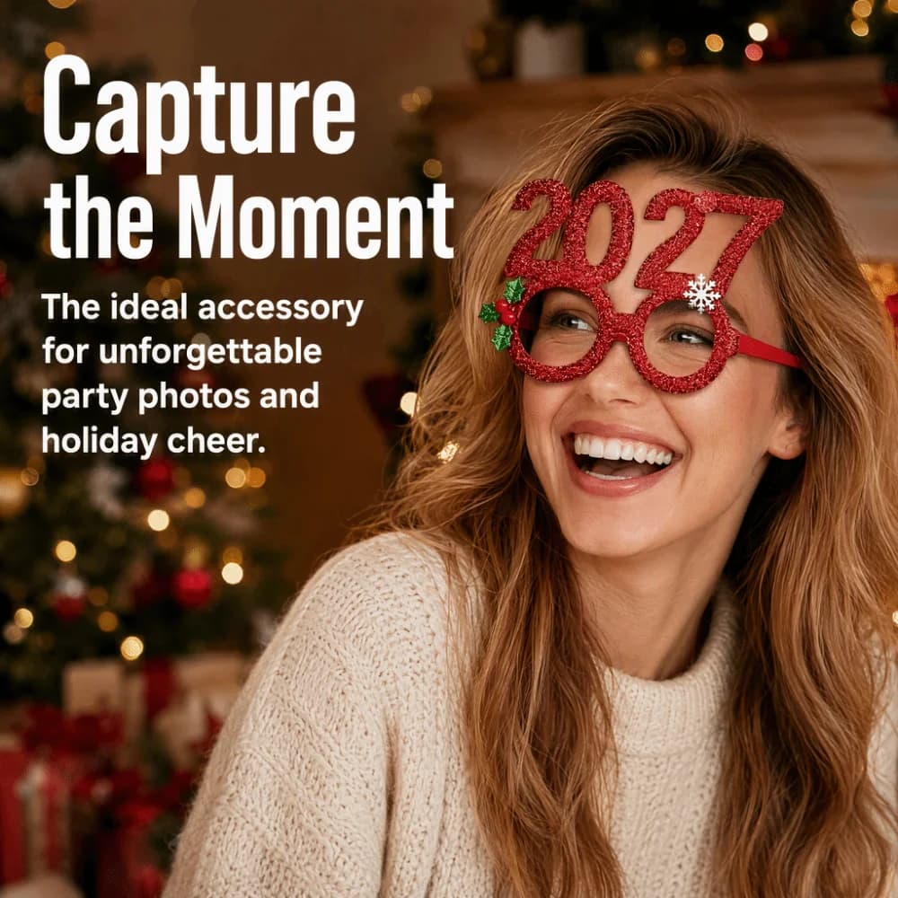 Sparkling Christmas Decoration Eyeglass Frame 2027 Digital Christmas Themed Photography Frame Prop Party Photo Prop