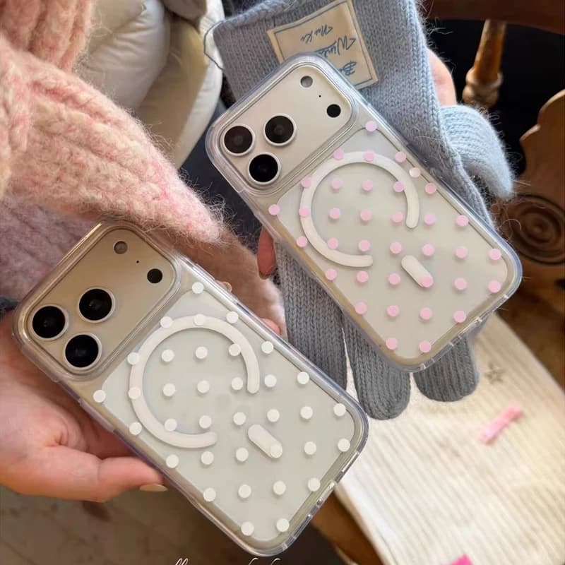 Korean Ins Polka Dots Y2K Girl For Magsafe Magnetic Phone Case for iPhone 17 16 11 12 13 14 15 Pro Max MINI Plus 17air 16e Cover