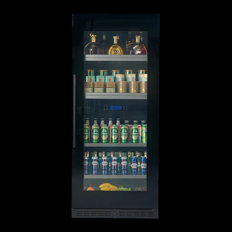 Electric Black Glass Door Wine and Beer Cooler Commercial Vertical Display for Household and Hotel Free Standing Installation