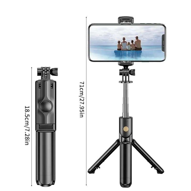 Treppiede per selfie estensibile con telecomando Bluetooth e supporto per telefono per iPhone, Android, TikTok e live streaming