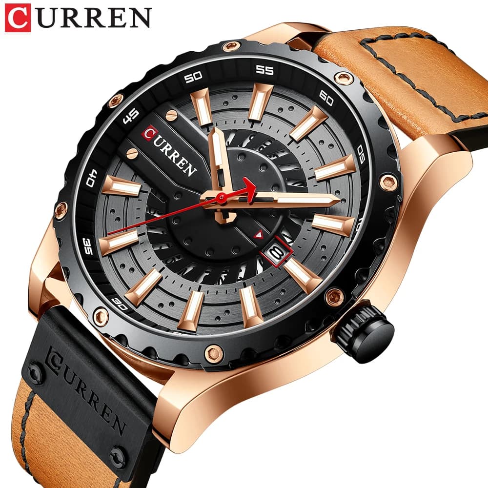 CURREN Men's Watch Casual Quartz Leather Quartz Best Brands Business Men's Watch With Date And Luminous Hands