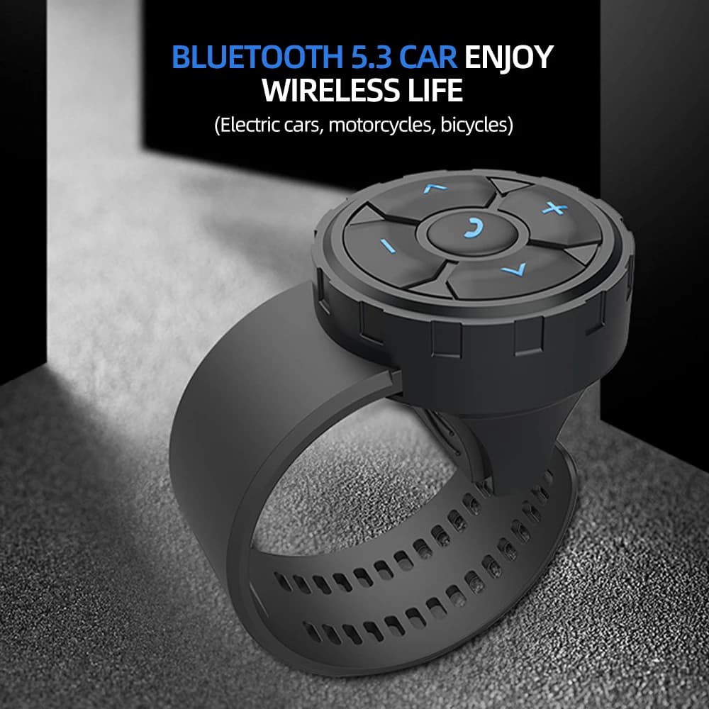 Bluetooth 5.3 Wireless Remote Control for Motorcycle Helmet Headphones, Multimedia Controller for Bicycle Handlebar, Car steering wheel buttons