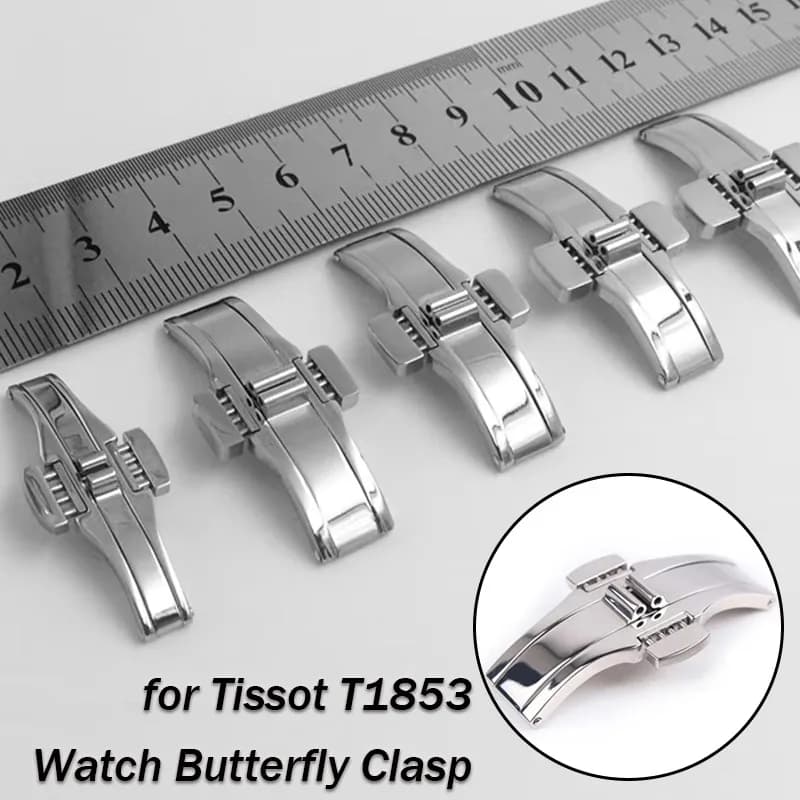 For Tissot T1853 Strap Watch Buckle Clasp Butterfly Strap Stainless Steel Strap Button Accessories Buckle Silver