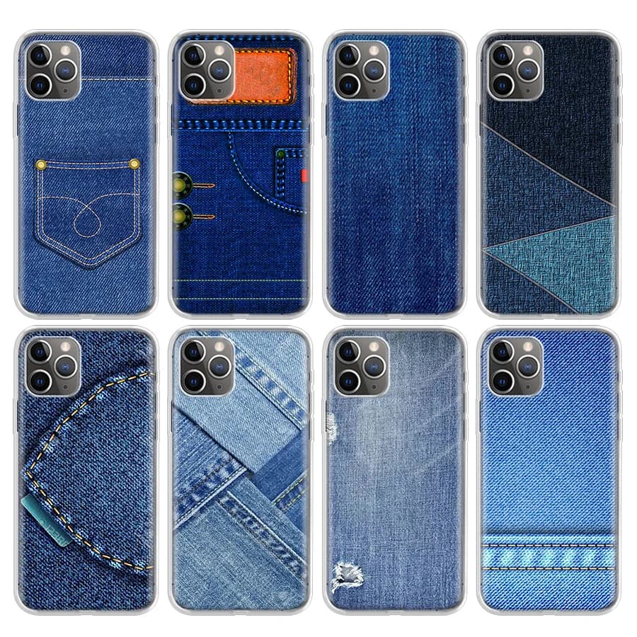 Jeans Cowboy Denim stampato Custodia per telefono per iPhone 17 Air 11 13 Mini 14 15 Plus 16 12 Pro Max 16E SE 7 8 Modello Morbido TPU Back Cov