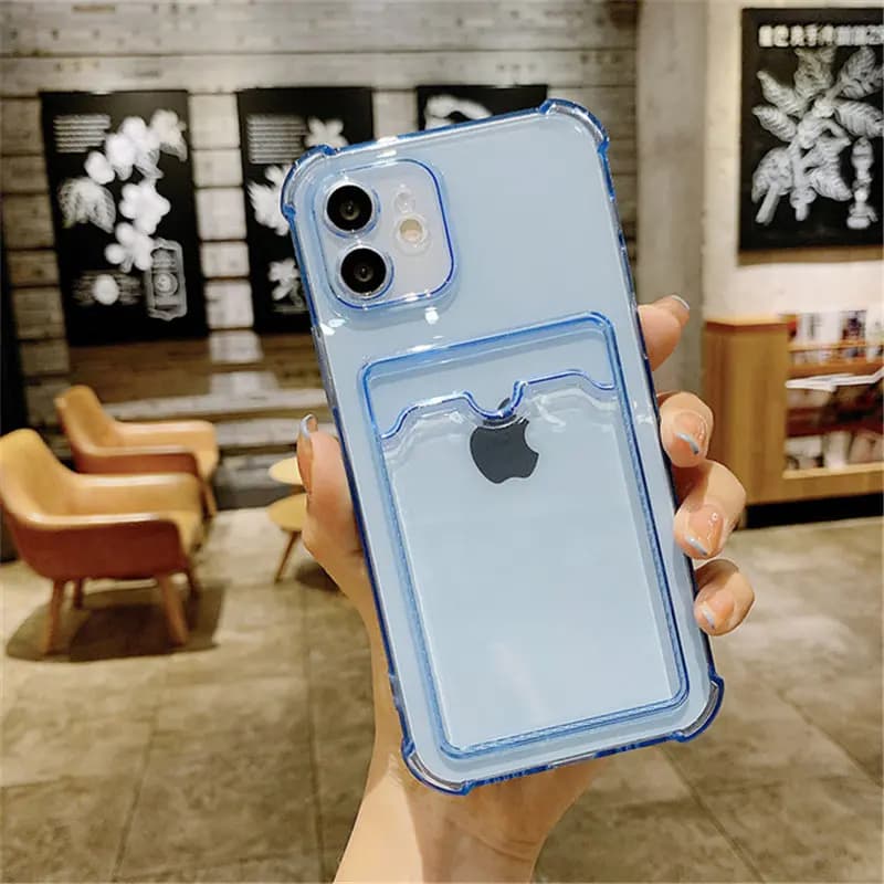 Phone case with transparent card holder for iPhone 17 Pro Max 11 12 14 15 16 Pro Max Air 7 8 Plus XR XS SE 2020 SE 2022 Cover