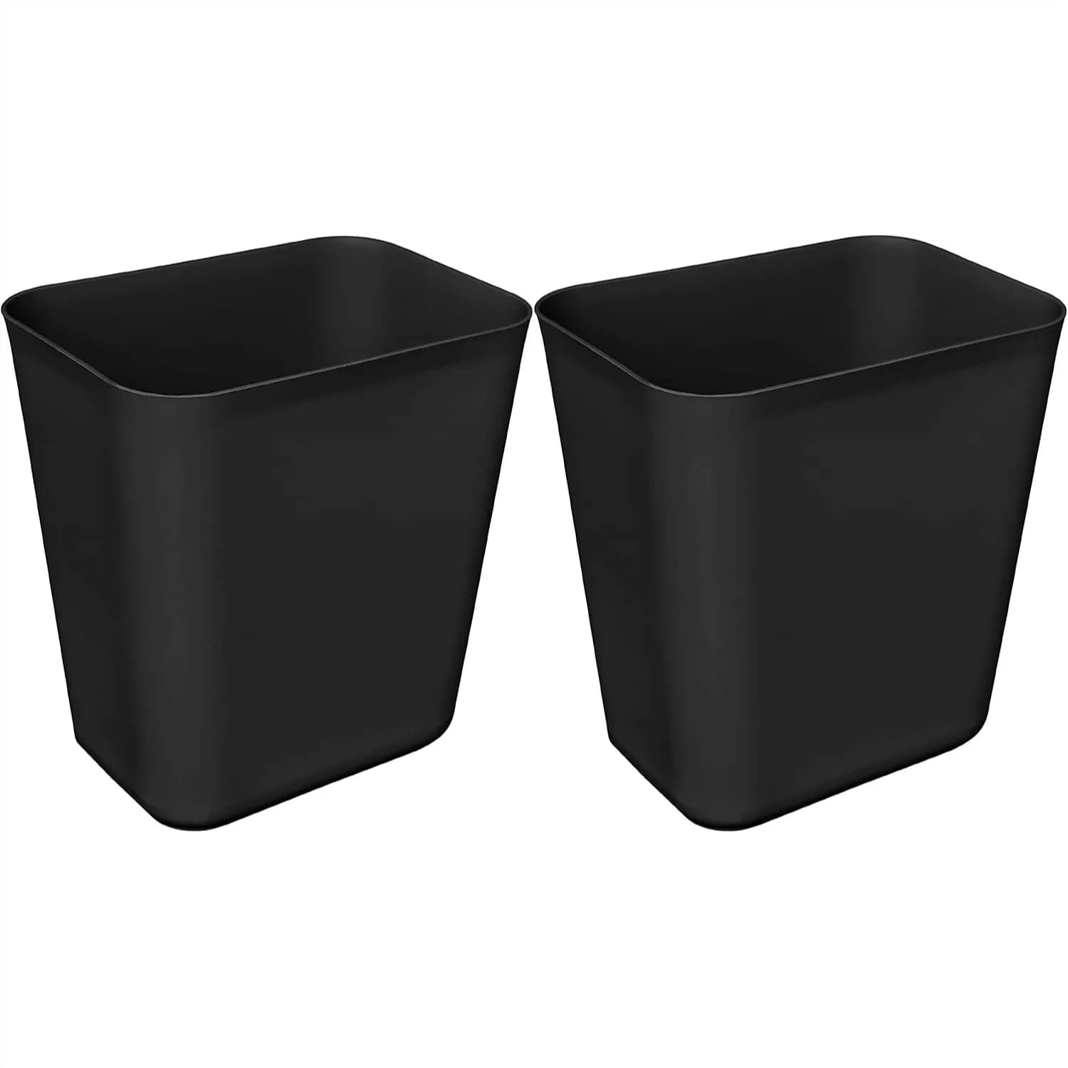 3 Gallons Trash Can Wastebasket for Under Desk, Kitchen, Home, Office - 2 Pack Black