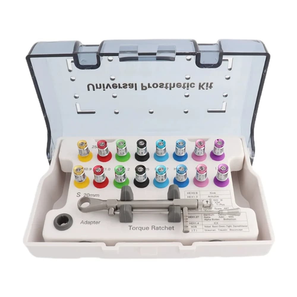 Kit di Strumenti per Impianti Dentali, 16 Pezzi, Chiave Dinamometrica Colorata 10-70NCM, Attrezzi Universali per Restauro Odontoiatrico