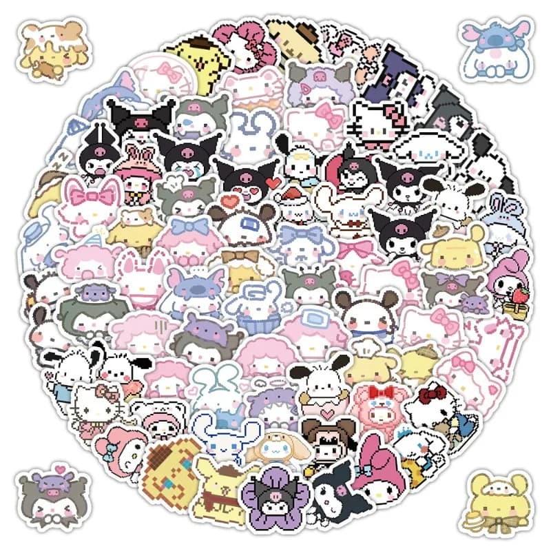103 Pezzi Adesivi Sanrio My Melody, Adesivi Cartoon Melody Rabbit per Quaderni, Laptop, Valigie, Decalcomanie Impermeabili, Giocattoli per Bambini