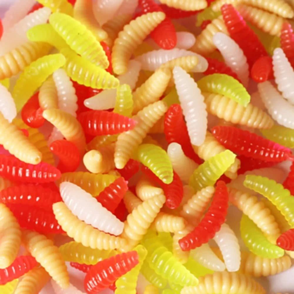 50PCS 2.1cm 0.5g Soft Fishing Lures Artificial Design Soft Texture Silicone Baits Silicone Material Breadworm Lure
