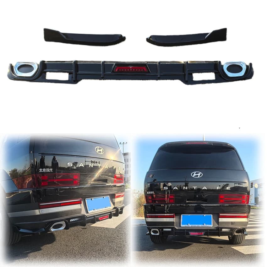 3X 2024 2025 + bumper Poster Diffuser High Quality ABS Lip Black Polished For Hyundai Santa Fe MX5 Splitter Lip Spoiler Gloss Black