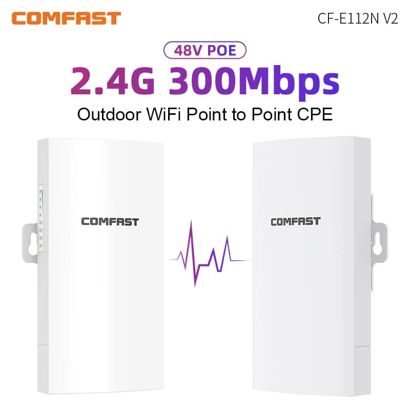 COMFAST 2PCS 2.4G e 5.8G Esterno CPE Bridge Wireless Bridge WiFi Amplificatore di Segnale 1KM Lungo Raggio Extender Impermeabile AP Ripetitore