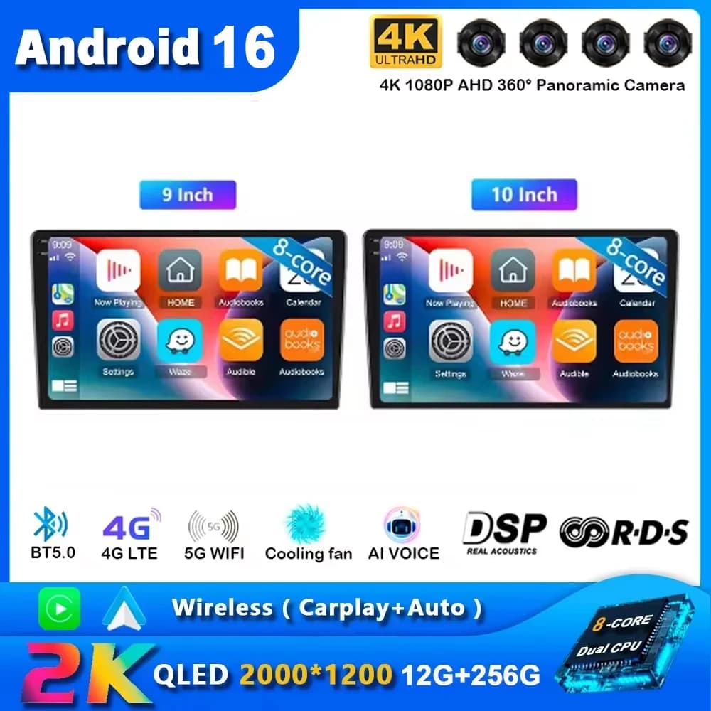 9/10 ''2 Din Android 15 cars Autoradio Video Multimedia Stereo Universal Carplay gps For Volkswagen Nissan Hyundai Kia toyota