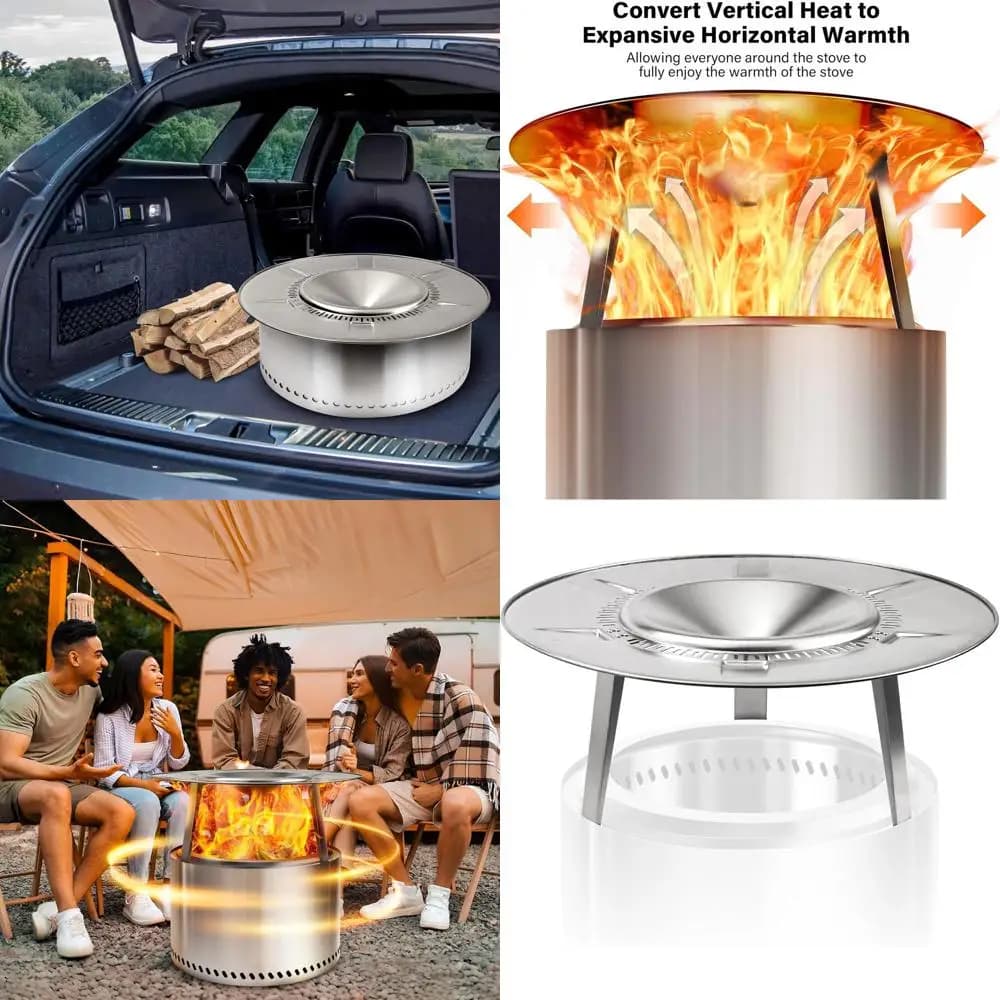 Diffusore di Calore Portatile in Acciaio Inox 304 per Campeggio, 19.5-20.5, Distribuisce e Ricalda l'aria Calda in Modo Efficiente
