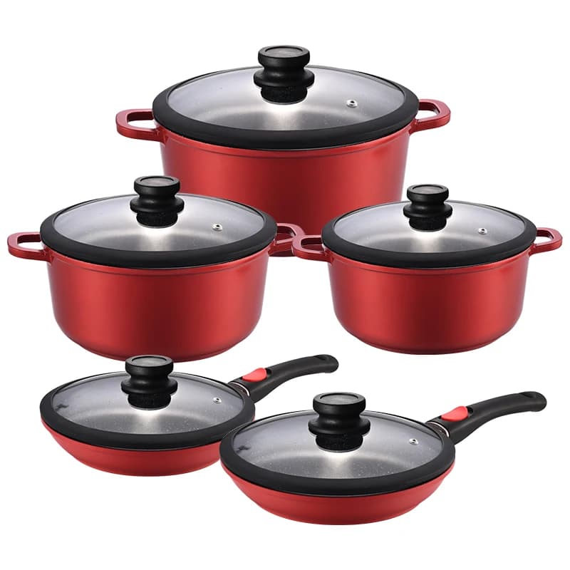 Classic five-piece soup pot and frying pan set Removable 2-layer non-stick aluminum alloy soup pot