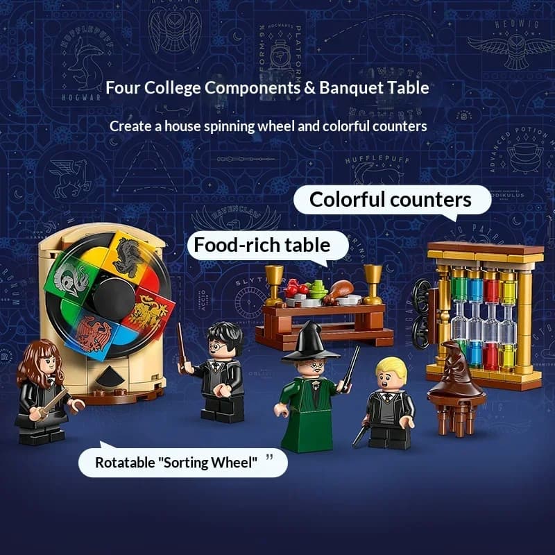 In Stock 124pcs Sorting Hat Ceremony Bricks Building Blocks Compatible Magical Movie Model Birthday Gifts for Kids Toys 76460