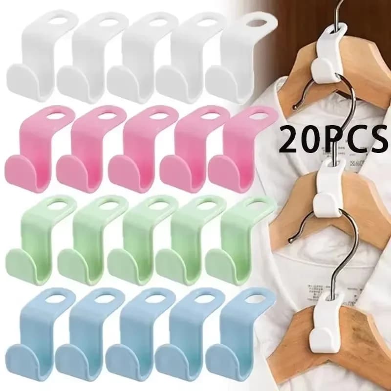 Connectors for Waterfall Hangers 20/40/60 Pieces, Spare Hooks for Wardrobe, Organizer for Coats, Extensible Support for Clothes rack
