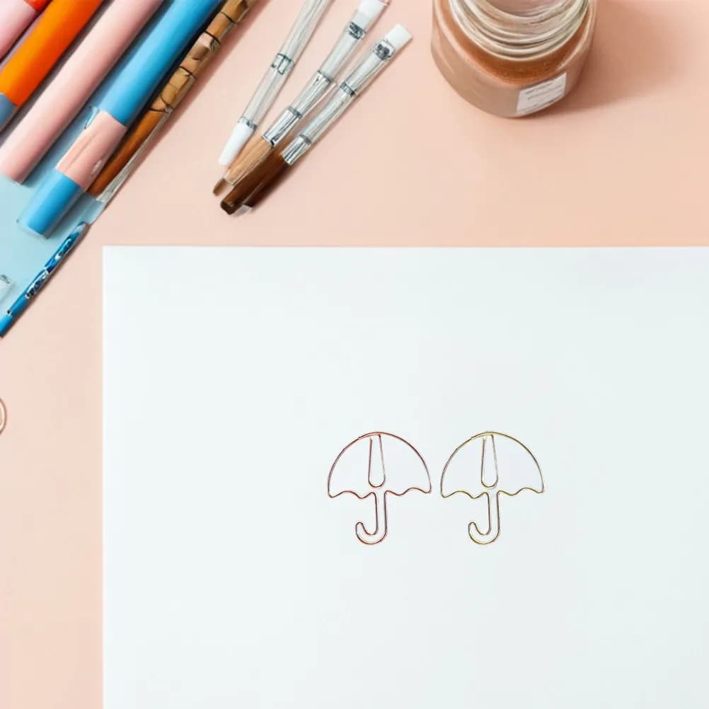 60 Pezzi di Graffette Uniche a Forma di Ombrello, Simpatiche Clip in Metallo per Diari, Agende, Quaderni, Scuola, Ufficio, Decorazione Scrivania