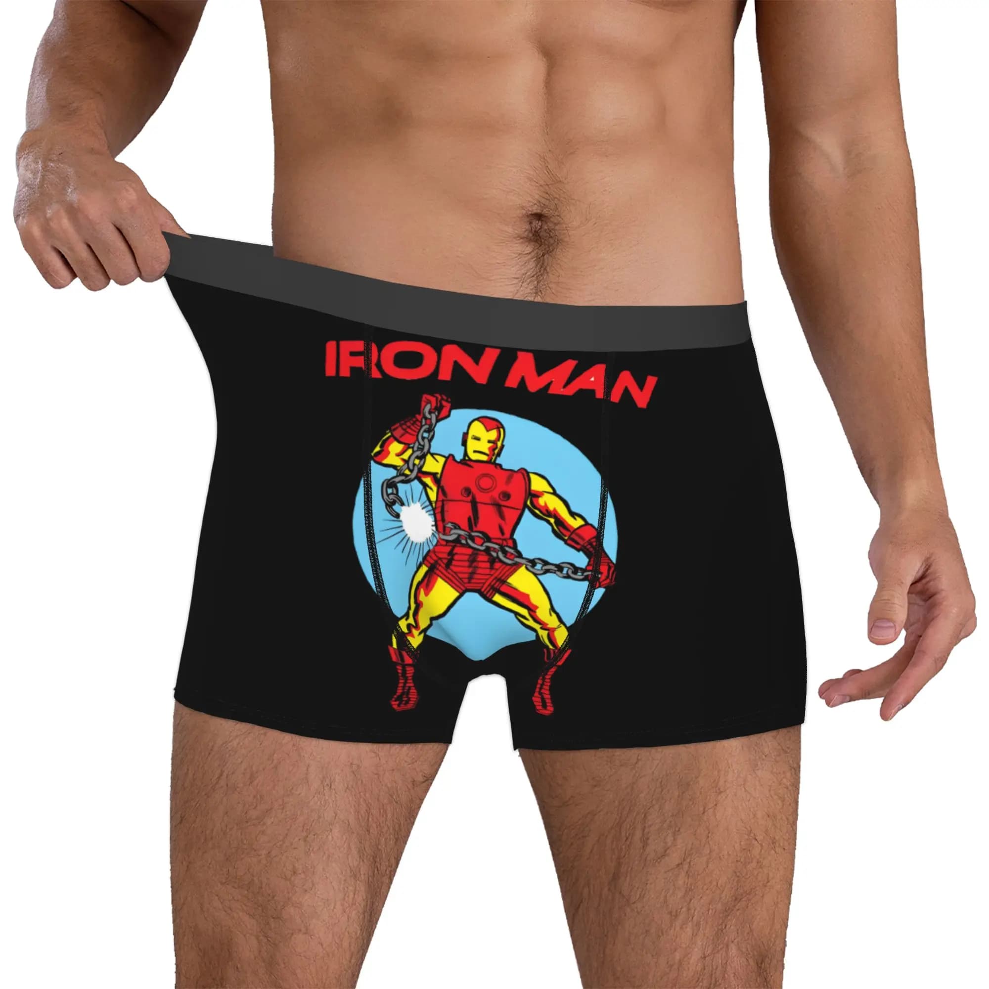 Boxer da Uomo Personalizzati con Stampa Anime Iron Man, Slip Elasticizzati da Supereroe