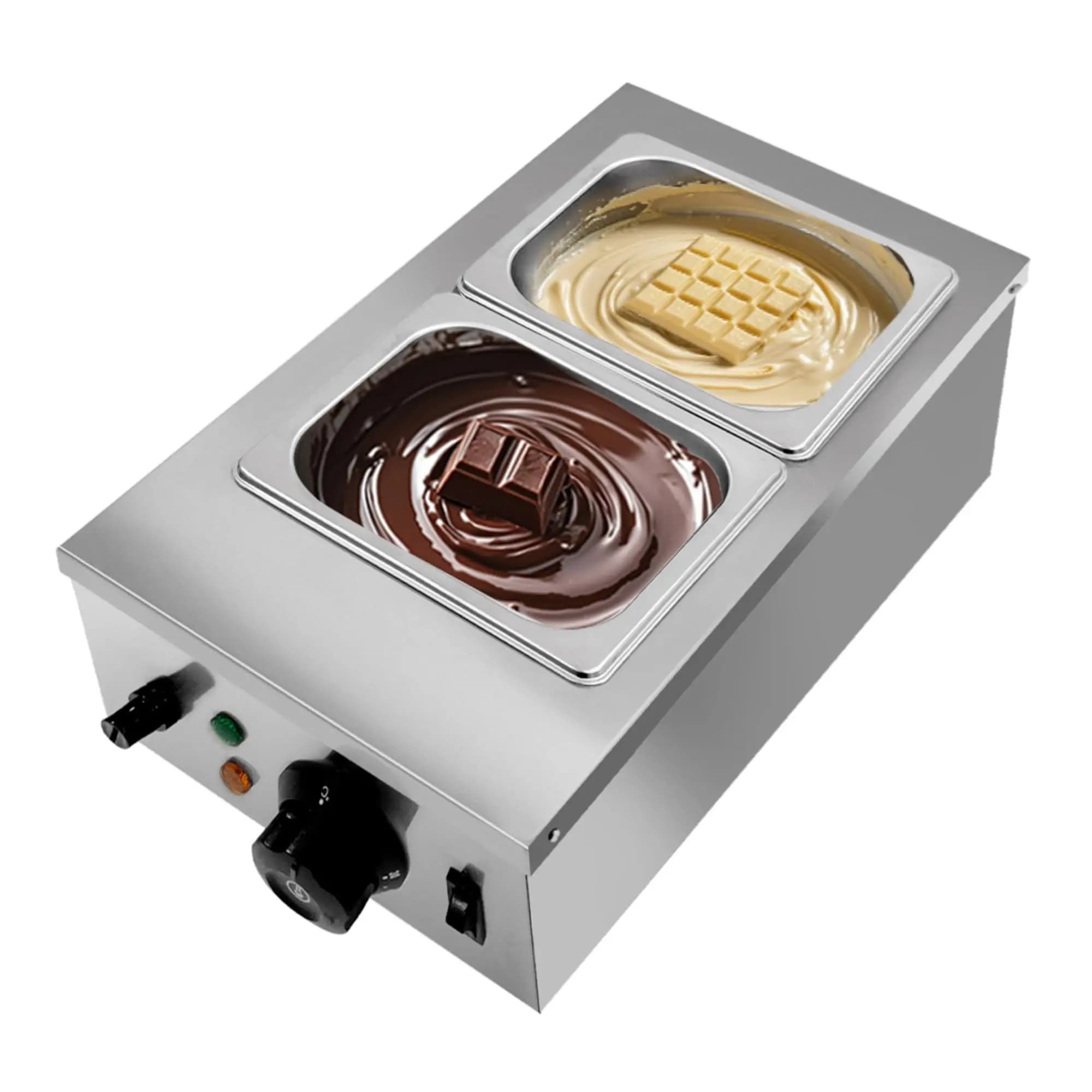 Macchina per la tempera del cioccolato a 2/3 serbatoi 800W/1200W 1.8QT Controllo della temperatura PID in acciaio inossidabile per uso alimentare per ristorante da forno
