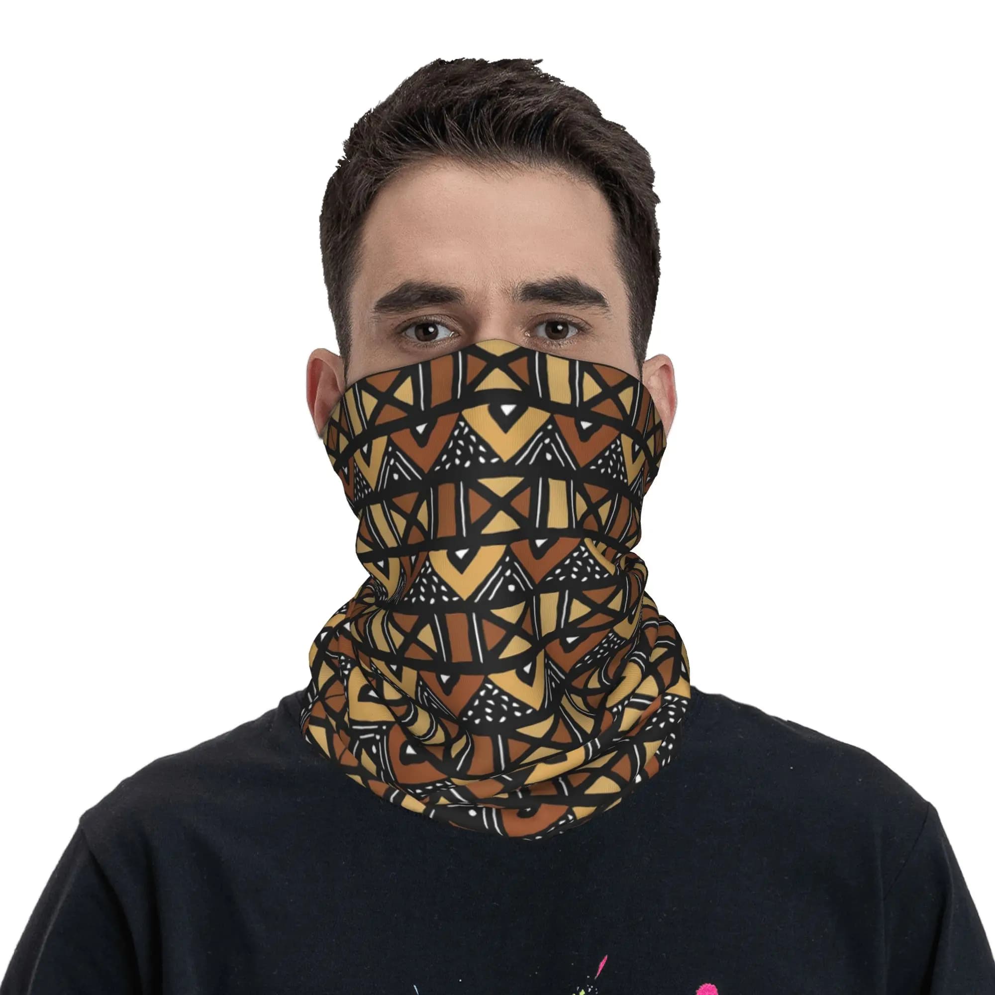 Bandana in tessuto Mud cloth Mali, copricollo, maschera stampata, sciarpa, maschera per il viso, per equitazione, unisex, per adulti, per tutte le stagioni
