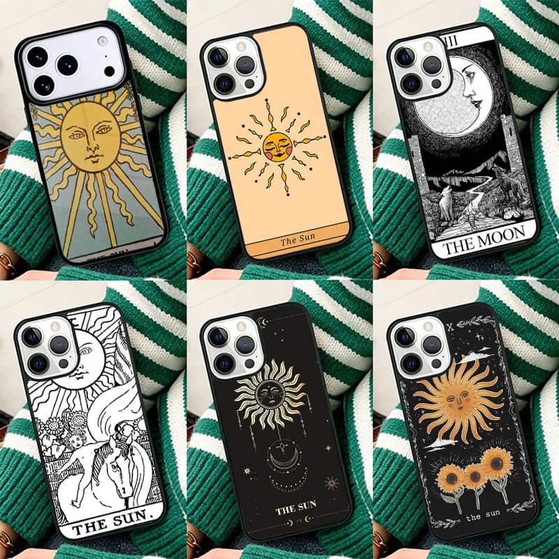 The SUN Tarot card Shockproof Phone Case for iPhone 17 Air 16e 15 11 12 14 13 Pro Max Cover Coque