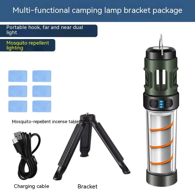 Lampada da campeggio multifunzione per zanzare Torcia a LED portatile ricaricabile Illuminazione esterna Luce repellente per zanzare con treppiede