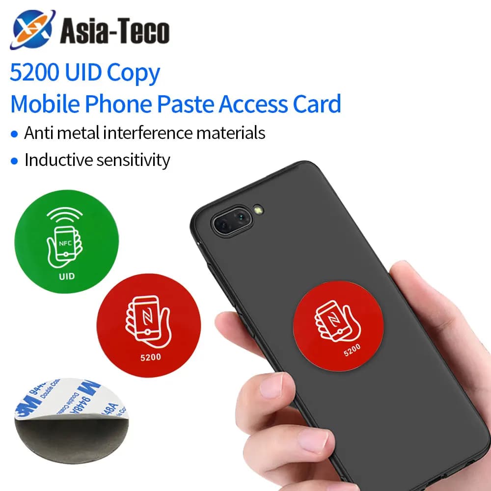 Anti-Interference Mobile Phone Sticker 125Khz/13.56MHz Writeable Clonable Access RFID Card T5577 EM5200/UID Smart Chip Tag Badge