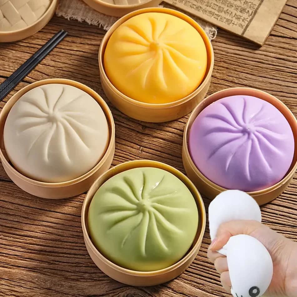 Giocattolo Antistress Squeezy Dumplings, Panino al Vapore Morbido, Giocattolo Fidget a Lenta Risposta in TPR per Bambini e Adulti, Regalo Unico