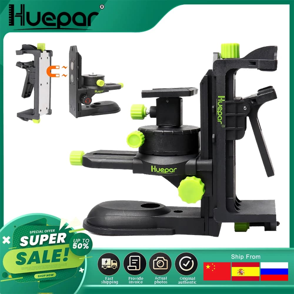 Supporto per Livella Laser Huepar, Base Magnetica Girevole Multifunzionale con Clip Regolabile a 360° ° Utensile Regolabile