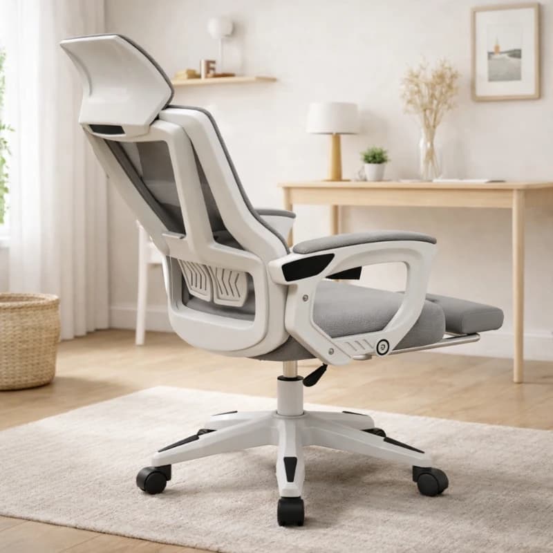 Sedia da Ufficio Ergonomica con Supporto Lombare, Sedia da Gaming a Forma di Arco, Seduta in Rete Traspirante, Reclinabile e Regolabile