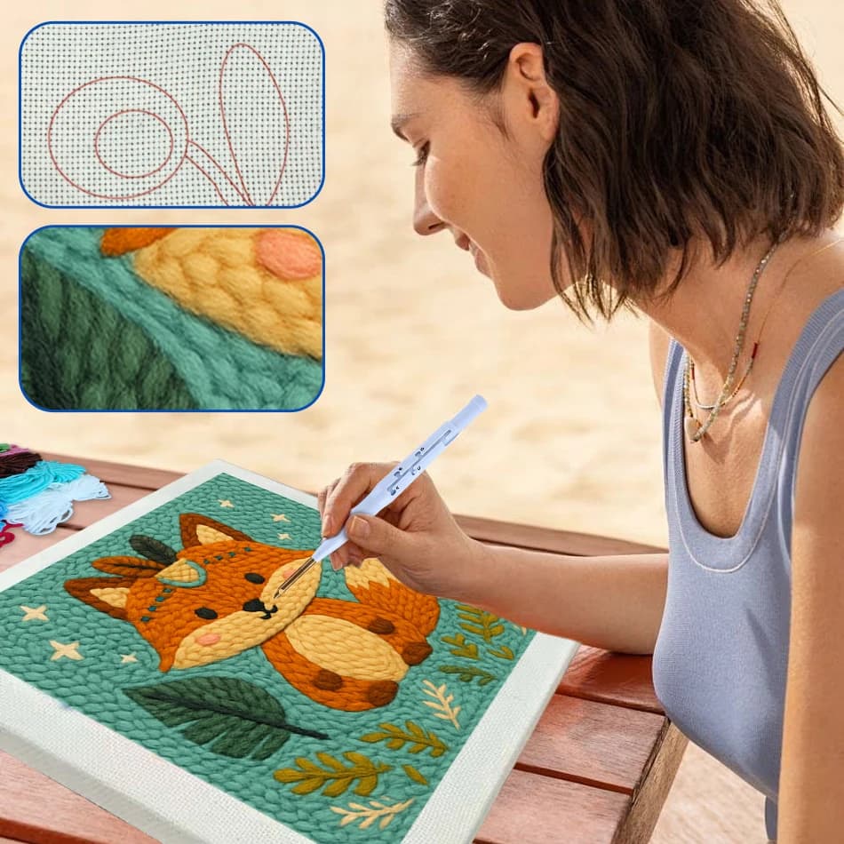 GATYZTORY punch embroidery needle embroidered kit Cross stitch kits Yarn framed crafts for adults Hobby crafts supplies adults