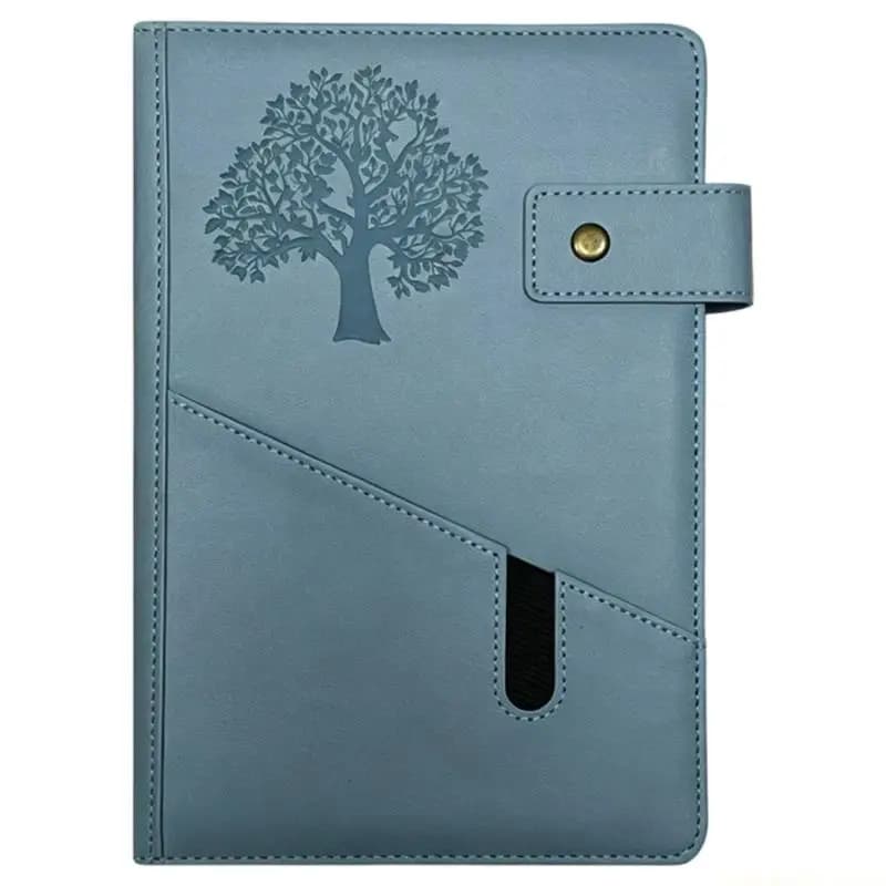 Life Tree Pattern Journal PU Leather Notebook With Front Pocket and Button Closure 100 Sheets Lined For Writing