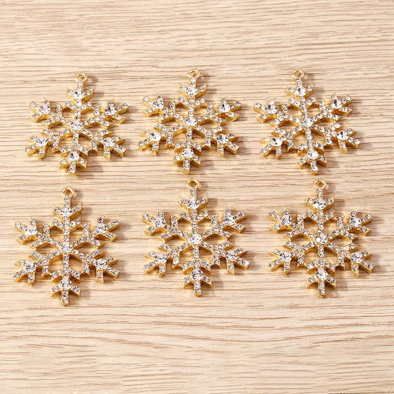 5 pz 30x38mm Carino In Lega di Cristallo Di Natale Fiocco di Neve Pendenti con Ciondoli per la Produzione di Gioielli Orecchini Collane Artigianato FAI DA TE Accessori