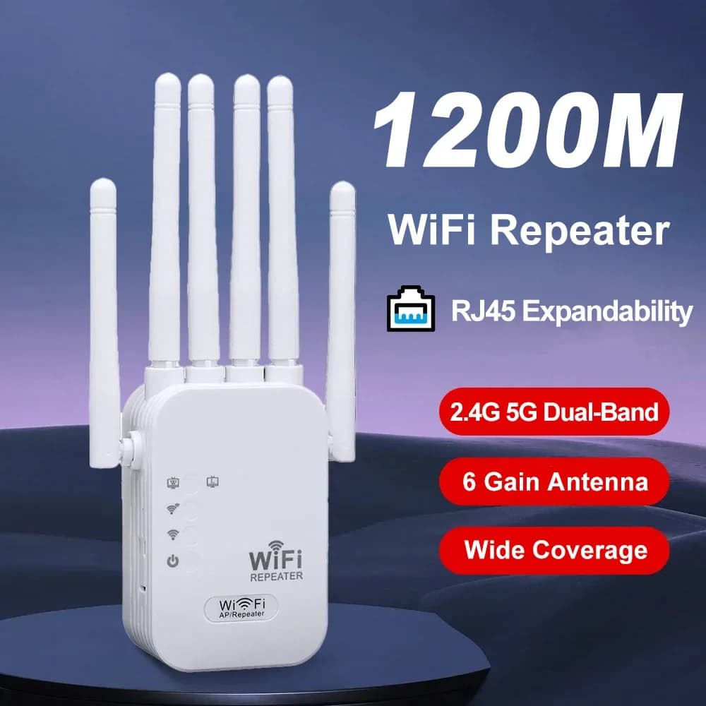 Ripetitore WiFi Wireless 1200Mbps, Estensore di Segnale WIFI, Amplificatore di Rete Dual-band 2.4G 5G 802.11ac, Router WiFi