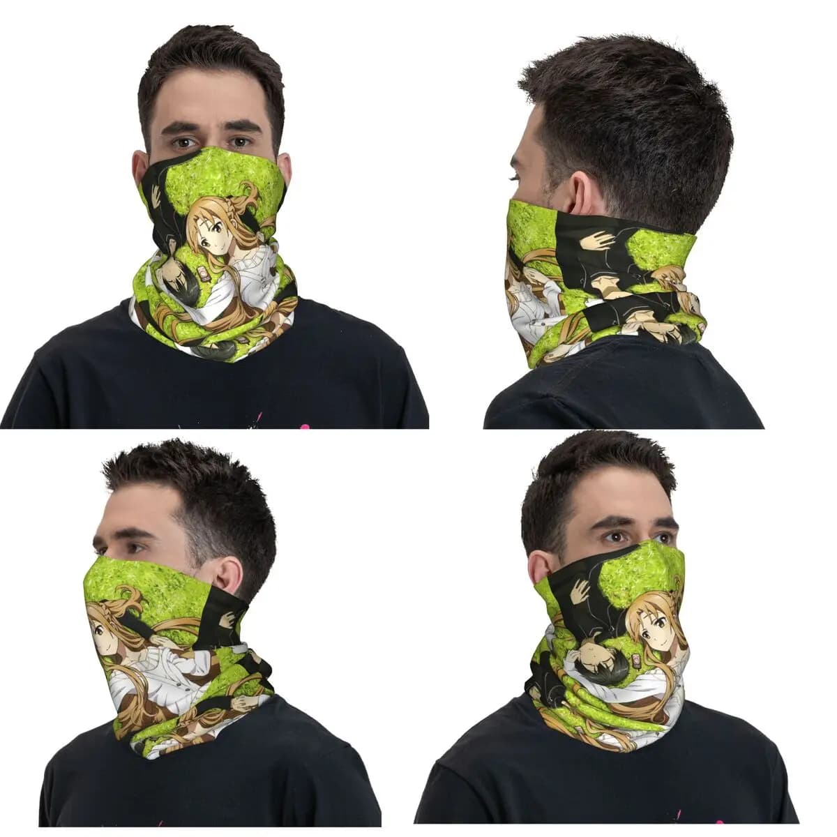 Sword Art Online Asuna And Kirito Anime Bandana Neck Cover Printed Wrap Mask Scarf Multi-use Balaclava Unisex Adult Windproof
