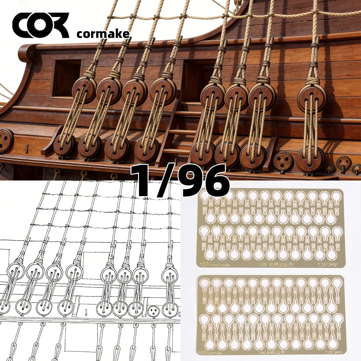 pe miniature Rigging eyelets Block fixing strap eyes Thimble eyes Scale Model Parts for Wooden Sailing Warship Model Upgrades