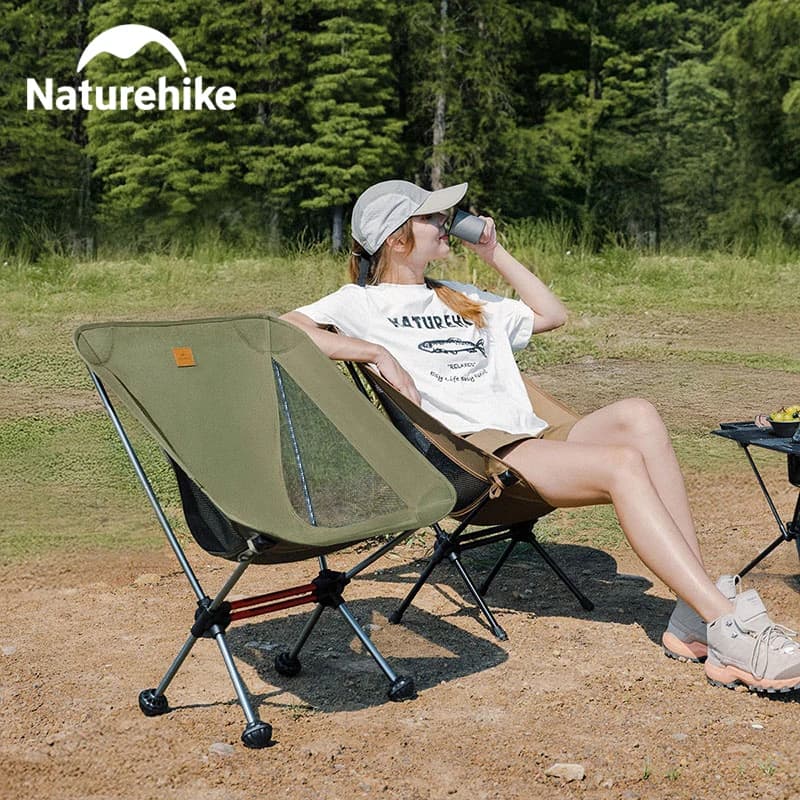 Naturehike Ultralight Camping Chair Anti-Sinking Feet Foldable Backpacking Moon Chairs for Garden Beach Fishing Outdoor Use