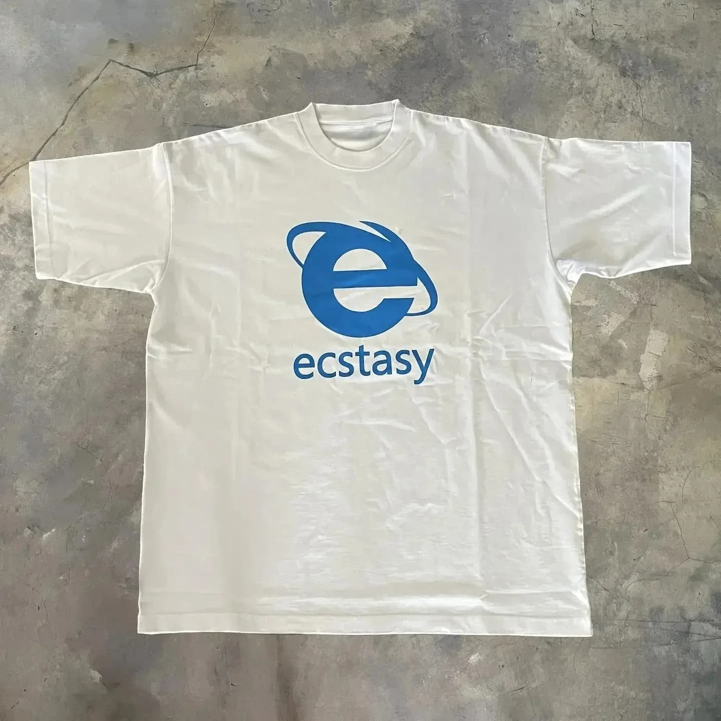 T-shirt Streetwear Ecstasy Nuova Collezione Y2K da Uomo, Maglietta Bianca Harajuku con Stampa Lettering Oversize, Top Gotico a Maniche Corte S-5XL