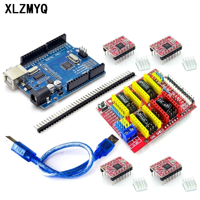3D printer for CNC Shield V3 engraving machine + 4-piece DRV8825 step-through driver or A4988 step-by-step engine driver expansion card for Arduino