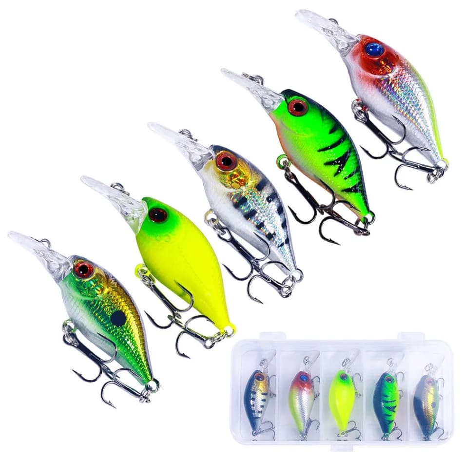 Set of 5 artificial fishing baits Chubby Lure from 4,2g/5cm per box, Wobbler baits for long distance launch, fishing gear for pear, Spinnerbait