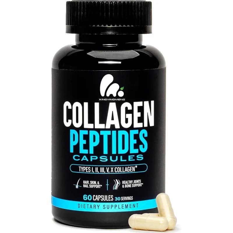 Integratori ad assorbimento rapido, tipi I, II, III, V, X - peptidi di collagene idrolizzati per capelli, pelle e unghie -60 capsule