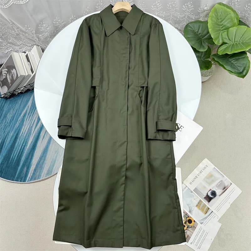 Dingji! He8900! Drunken New! Special Black Tech Silk Wool Precision Spun Belted Long Coat Jacket Women's Fashion Autumn 2025