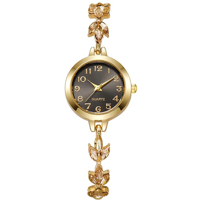 Orologio da polso da donna di lusso con strass, quadrante arabo, elegante orologio al quarzo (senza scatola)