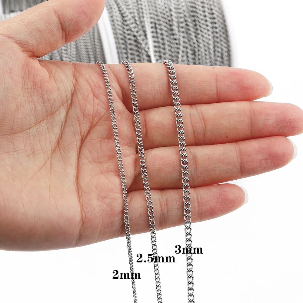 2Meters Stainless Steel Flat Twisted Chains for DIY Necklace Bracelet Jewelry Making Accessories Bulk Wholesale